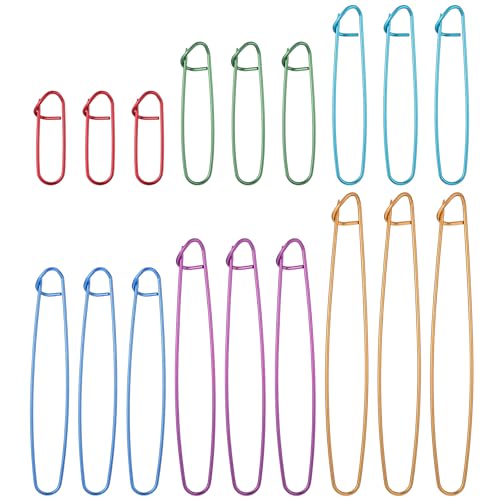 18 Pcs Stitch Holders for Knitting Knitting Stitch Holders Assorted Colors Aluminum Yarn Stitches Holder Cable Needles for Knittings (6 Sizes)