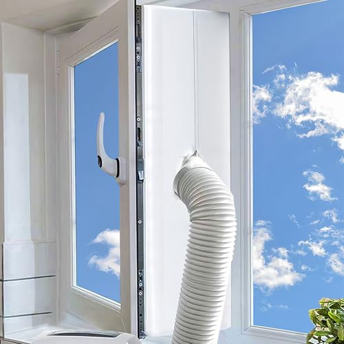 Fensterabdichtung Für Mobile Klimageräte, Mit Angenähter Schlauch Verlängerung, Für EinflügeligeFenster Mit Breiten Fensterbänken Und Tief...