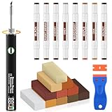 Laminat Reparaturset, Parkett Vinyl Reparaturset Holzkitt Upgrade-Schmelzwerkzeug 11 Farben Hartwachs 8 Doppelspitzen-Marker Repariert Kratzer,Risse,Löcher, Dellen in Möbeln,Böden Arbeitsplatten