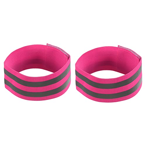 M METERXITY 2 Pack Reflective Bands - Safety Reflector Tape Strip, High Visibility Reflective Running Gear, Apply to Cycling Running Night Walking(14x2 Inch, Pink)