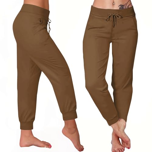 Calça feminina esportiva de ioga para mulheres, ajuste solto, perna reta, punho longo, verão, outono