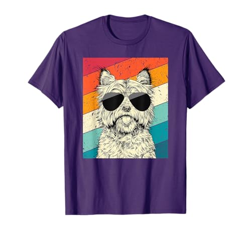 Retro Vintage Cairn Terrier with Sunglasses Dog Lovers T-Shirt