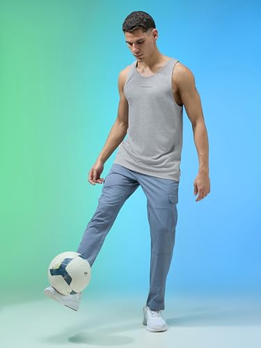 Image of TECHNOSPORT Mens Slim Fit Self Design Scoop Neck Gym Vest with Double Cool for Gym & Sports