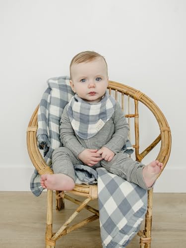 Image of Mebie Baby Muslin Quilt, Dusty Blue Gingham, 100% Muslin Cotton Baby Blankets for Girls and Boys, Muslin Baby Blanket for Newborns, 47 inchx47 inch