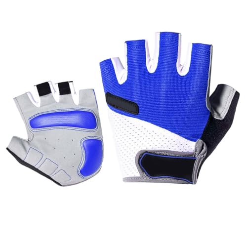 TOVINANNA 1Pair Breathable XL Half Finger Cycling Gloves Unisex Sports Gloves for Outdoor Activities Sweat Shockproof Skid Resistant Comfortable Design Blue Color