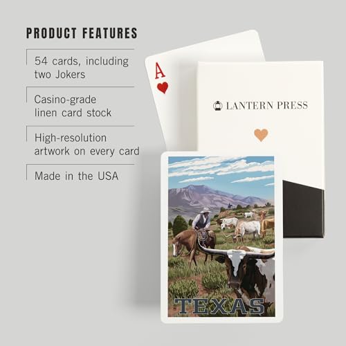 Lantern Press Texas Longhorns Baraja Poker 52 Cartas miniatura 3
