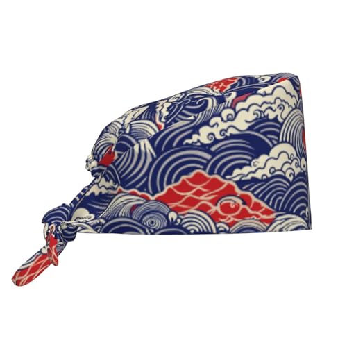 Wave Japanese Working Cap Breathable Adjustable and Sweatband Comfortable Scrub Cap for Women Men