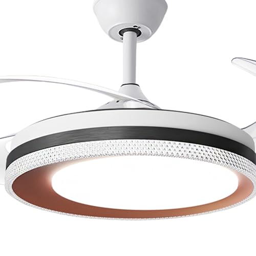 Image of Hans Lighting Ceiling fan With Color Changing LED Light and 4 Speed Retractable Blade and,Remote control (White)
