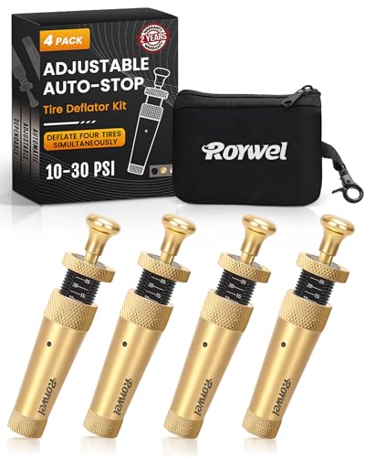 ROYWEL Adjustable Auto-Stop Tire Deflator kit 10-30PSI(4PCS/Set),Air Down Tire...