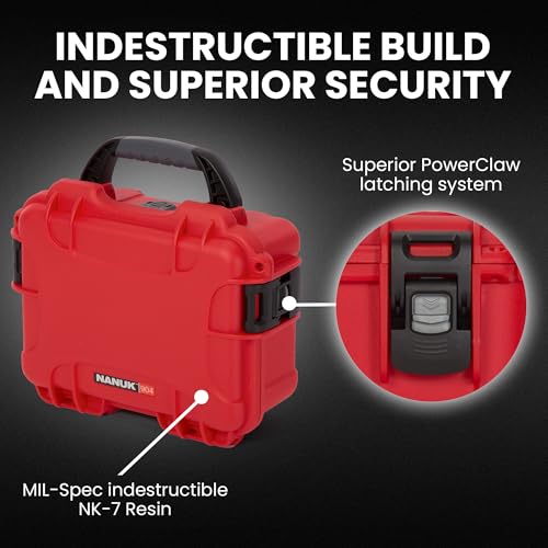 Image of NANUK 904 Empty Hard Case - IP67 Waterproof Protective Hard-Shell Case, Impact-Resistant & Dustproof Storage Case, Perfect for Travel, 10.2 inch x 7.9 inch x 4.5 inch, Made in Canada - Red
