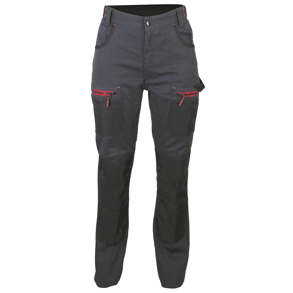 LMA Lebeurre Olympia - Pantalón de Trabajo Bicolor con Bolsillos rodilleros y Multibolsillos para Mujer, Color Gris y Negro