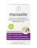 menoelle - mit dem EstroG-100 Extrakt. Wechseljahre Tabletten pflanzlich, hormonfrei, natürlich und vegan. Bei Hitzewallungen und weiteren Symptomen der Menopause. 60 Stk. Hochdosiert. Monatskur.