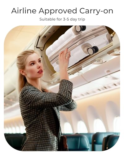 BAGSMART Carry on Luggage with Spinner Wheels, 22x14x9 Carry On Luggage Airline Approved With TSA Lock, Durable Hard Shell Carry On Suitcase 20 inch, Ivory4