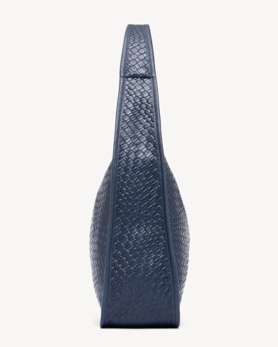 Image of NEWBELLA Hobo Purse, PU Leather Shoulder Bag, Tote Handbag for Work and Travel (Woven Navy Blue)