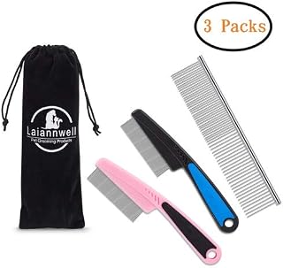 Flea Comb,Pet Comb Laiannwell Professional Grooming Comb for Dog/Cat/Small Pets (3 Packs)