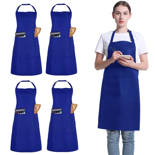 4 Paquets de Tablier de chef tabliers ajustables unisexes avec 2 poches, tabliers personnalisés...