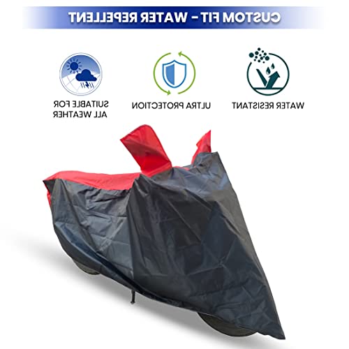 Image of Hunter 350 Two Wheeler Bike Cover Accessories - Dustproof - UV Protection - Premium Bike Cover Black Red