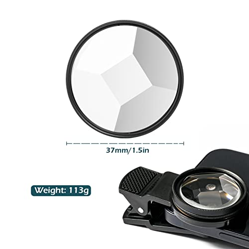 Cell Phone Special Effects Filter, 37mm Fractal Glass Filter Quad Prism Lens Filter, with Detachable Clip - Image 2