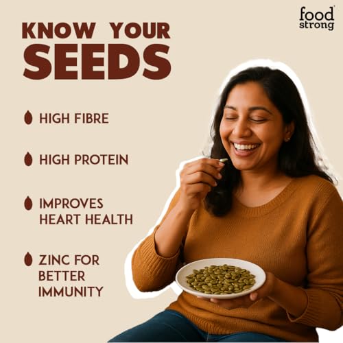 Image of Foodstrong Pumpkin Seeds | Rich Source of Omega 3, Iron & Protein | Naturally Sourced, Gluten-Free, GMO-Free | 200g (Pack of 3)