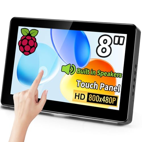 Kenowa 8 Zoll Kleiner Touchscreen Monitor Tragbarer Raspberry pi Touch Bildschirm 800x480P HD Farbe Mini Bildschirm Monitor mit 2 HDMI Eingang für PC Laptop/Raspberry pi Zero B+ Jetson Nano