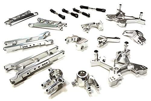 Integy RC Upgrades for Traxxas 4X4, Silver Billet Machined Suspension Upgrade Kit for 1/10 Stampede 4X4 & Slash 4X4