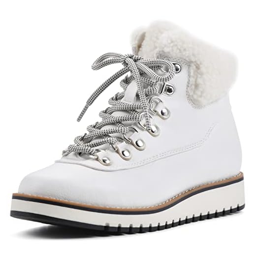 WHITE MOUNTAIN Shoes Cozy Women's Lace-up Hiker Bootie, White/Smooth, 7.5 M