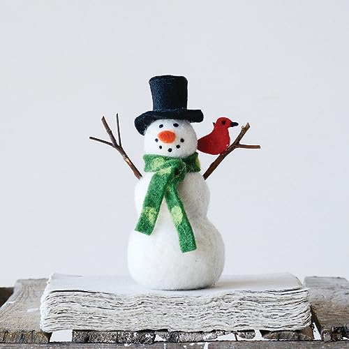 Creative-Co-Op-XM2008-7-Inch-Wool-Felt-Snowman-White-Multicolor Creative Co Op XM2008 7 Inch Wool Felt Snowman White Multicolor
