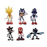 Sonic the Hedgehog Figuren 6 Stück Desktop-Ornamente Kinder Geburtstagskuchen Dekoration PVC Figuren Modell GEN5
