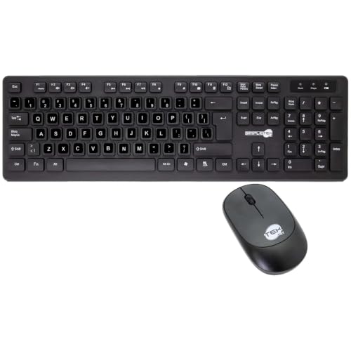 Kit souris et clavier sans fil Simpletek MK-03B noir avec QWERTY pré-appliqué