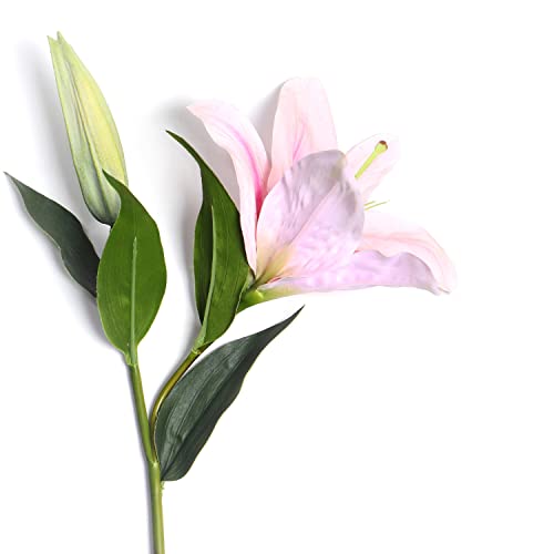 Image of PURE HOME + LIVING Pink Faux Tigerlily Spray (Made of Plastic, Wire and Fabric) Artificial Lily Flowers, Floral Arrangements for Table Centerpieces(Height-65cm) Pack of 1