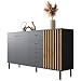 Produktbild Newroom Sideboard Anthrazit Wildeiche Sideboard Modern Vintage - 160x85x40 cm (BxHxT) - Highboard Anrichte - [Ebono.Three] Wohnzimmer Schlafzimmer Flur Esszimmer