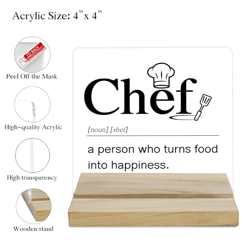 Chef Gift for Men Desk Decor Sign, Chef Appreciation Acrylic Plaque Gifts for Coworker — view 3