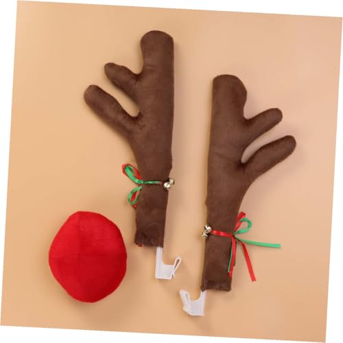 Adornos para coche navideños kit de decoración de reno con cuernos marrones 6