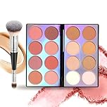 RoseFlower 16 Colors Blush Contour Highlighter Makeup Palette with Brush, Shimmer Matte Mineral Face Blush Powder for Cheek, All in One Face Sculpting Bronzer Blusher Illuminator Concealer Palette