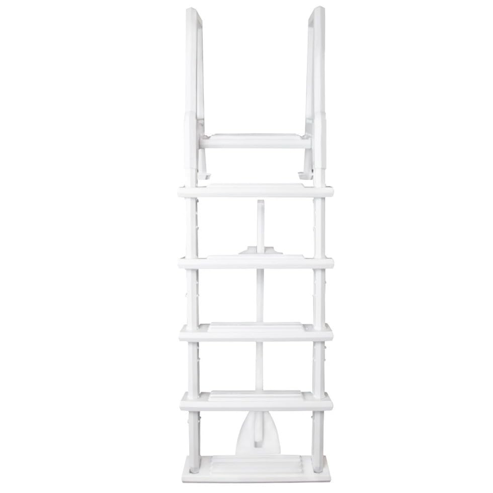 Escalera para piscina blanca resistente de resina - 77 pulg alto miniatura 2