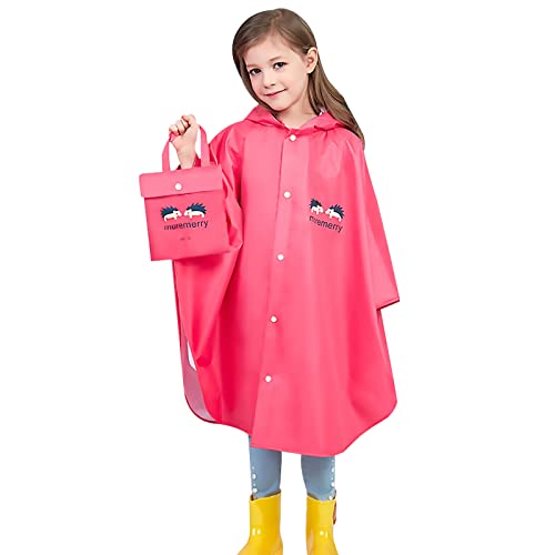 Aiwuhe Kids Raincoat Lightweight Rain Poncho Boys Girls Rain Cape Cartoon Rain Coat Hooded Jacket Toddler Waterproof Outwear Red Xl 7-9Y #TOP11