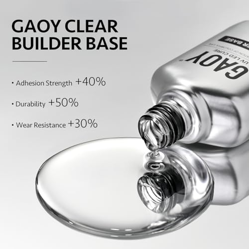 GAOY Clear Builder Gel for Nails, 16ml Rubber Base Builder Gel, Nail Strengthener in a Bottle, Soak Off Long Lasting UV Light Cure Nail Art DIY