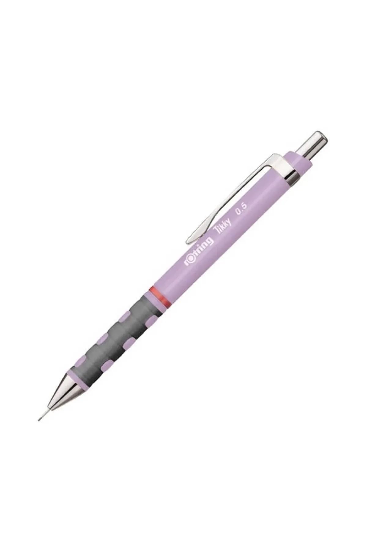 rOtring Tikky-Druckbleistifte in Pastellfarben | HB 0,5 mm | Orchid Bloom | mit angenehmem gummiertem Soft-Touch-Griff | 12 Stück