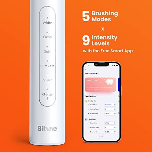 Bitvae Ultrasonic Whitening Toothbrush, Rechargeable Electric Toothbrush, S2 Sonic Toothbrush With 8 Brush Heads & Travel Case, 5 Modes, 4 Hr Charger Last 100 Days Power Toothbrush #TOP2