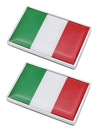 Image of 2 Pcs 3D Italy Italian Flag Metal Car Stickers Chrome Decals,2.3 x 1.6 Inch Metal Truck Stickers,Patriotic Car Motorcycle Emblem.