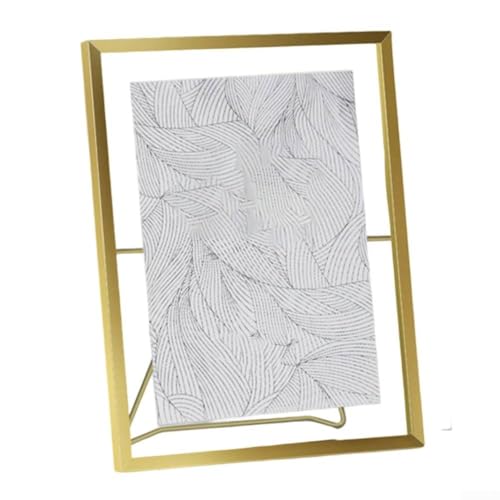 Cornice in vetro flottante in metallo, cornici da parete per arte e foto e espositore da tavolo (triangolo dorato - 7)
