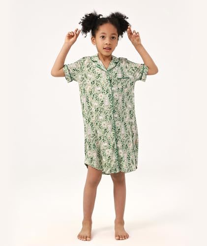 Girls Nightgowns Short Sleeve Button Down Sleepshirt Dress Night Pajamas 3-12 Years2