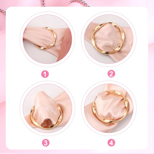 Image of Scarf Ring Clip T-Shirt Tie Clips for Women, Fashion Waist Cinch Scarf Sliders & Knot Buttons for Loose Shirts Dresses Alloy Clothing Accessories