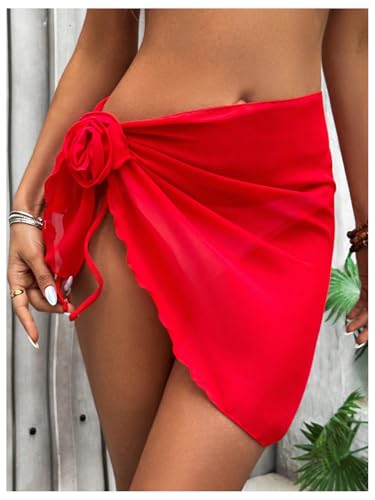 GORGLITTER Women's Beach Sarong Wraps Coverups Floral Sheer Tie Side Swim Bathing Suit Skirts4