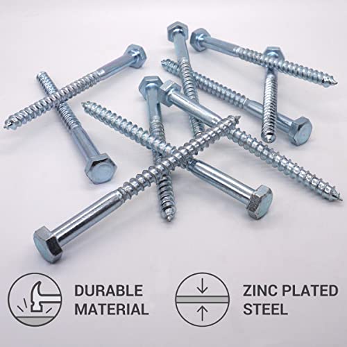 SKIR'CO (10 pcs) DIN 571 Zinc Plated Steel Hexagon Head Wood Screws M10 x 140 mm, Coach Screws, Hex Screw, Lag Bolts - Image 3