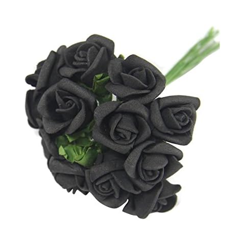 Bundles of 12 Mini Foam Rose Bunches! Bulk Wholesale Artificial Flowers Craft[Black,1 Bunch] Cover