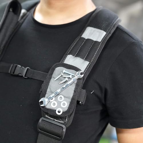 Image of MELOTOUGH Magnetic Tool Belt Suspenders with Magnetic WristBand for Work Belt Padded Suspenders Constrcution