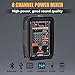 EXOTON EXOTON 10inch PA System with 8-Channel Mixer,Portable 600W Bluetooth Speakers,USB/SD/FM/5-band EQ, Includes 2 Speaker Stands/Mic/48V Phantom Power,for Indoor&Outdoor