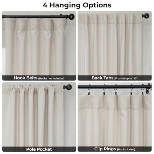 Image of HPD Half Price Drapes - Faux Linen Curtains for Living Room (1 Panel) - 50W X 120L - Textured Room Darkening Curtains for Bedroom 120 Inches Long - Drapes for Home Decor, Birch Taupe