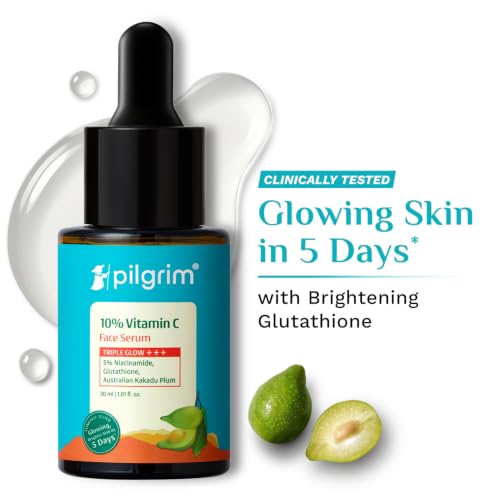 Image of Pilgrim 10% Vitamin C Serum 30ml (Pack of 2) for Glowing Skin with 5% Niacinamide | Fades Dark Spots, Evens Skin Tone |For All Oily, Combination, Normal Skin | Daily Radiance for Men & Women